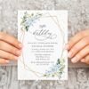 Blue Flowers and Gold Confetti Birthday Invitation, Girl Birthday, Any Birthday, Printable File, Edit Yourself, SH123