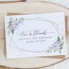 Purple Flowers and Gold Confetti Thank You Card, Girl Birthday, Any Birthday, Printable File, Edit Yourself, SH124
