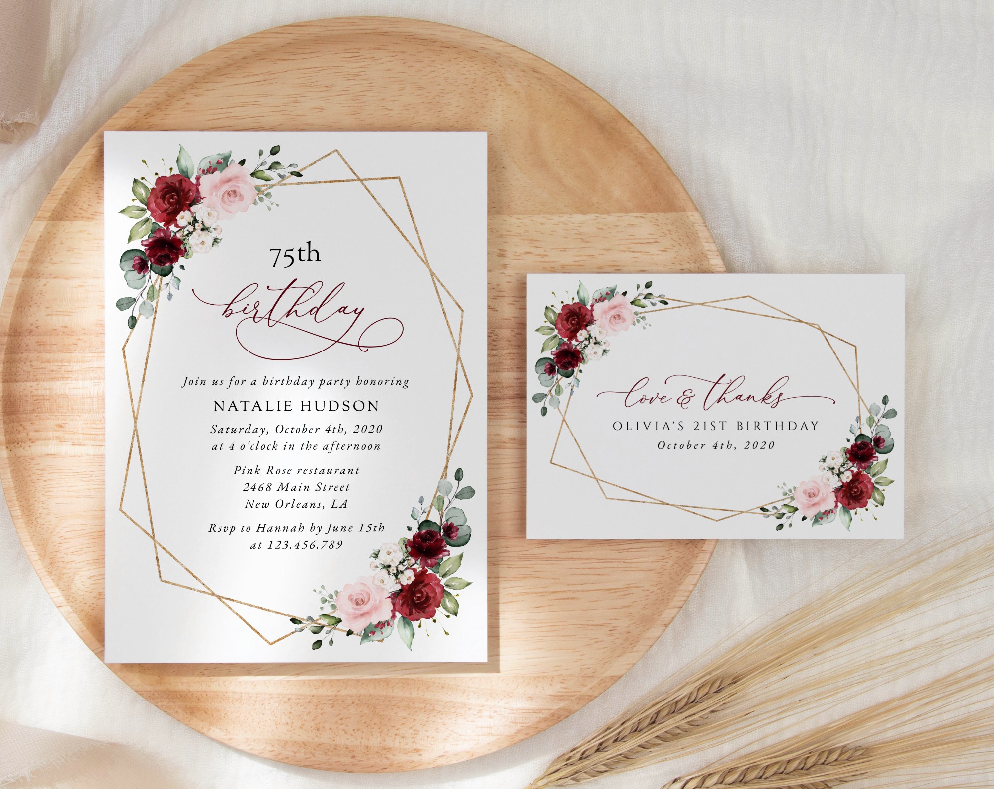 SH125 Burgundy and Pink Flowers Birthday Shop by Collection