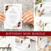 Burgundy and Pink Flowers Birthday Mini Bundle, Girl Birthday, Any Birthday, Printable File, Edit Yourself, SH125