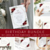 Burgundy Red Flowers Birthday Mini Bundle, Girl Birthday, Any Birthday, Printable File, Edit Yourself, SH126