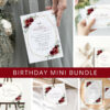 Burgundy Red Flowers Birthday Mini Bundle, Girl Birthday, Any Birthday, Printable File, Edit Yourself, SH126