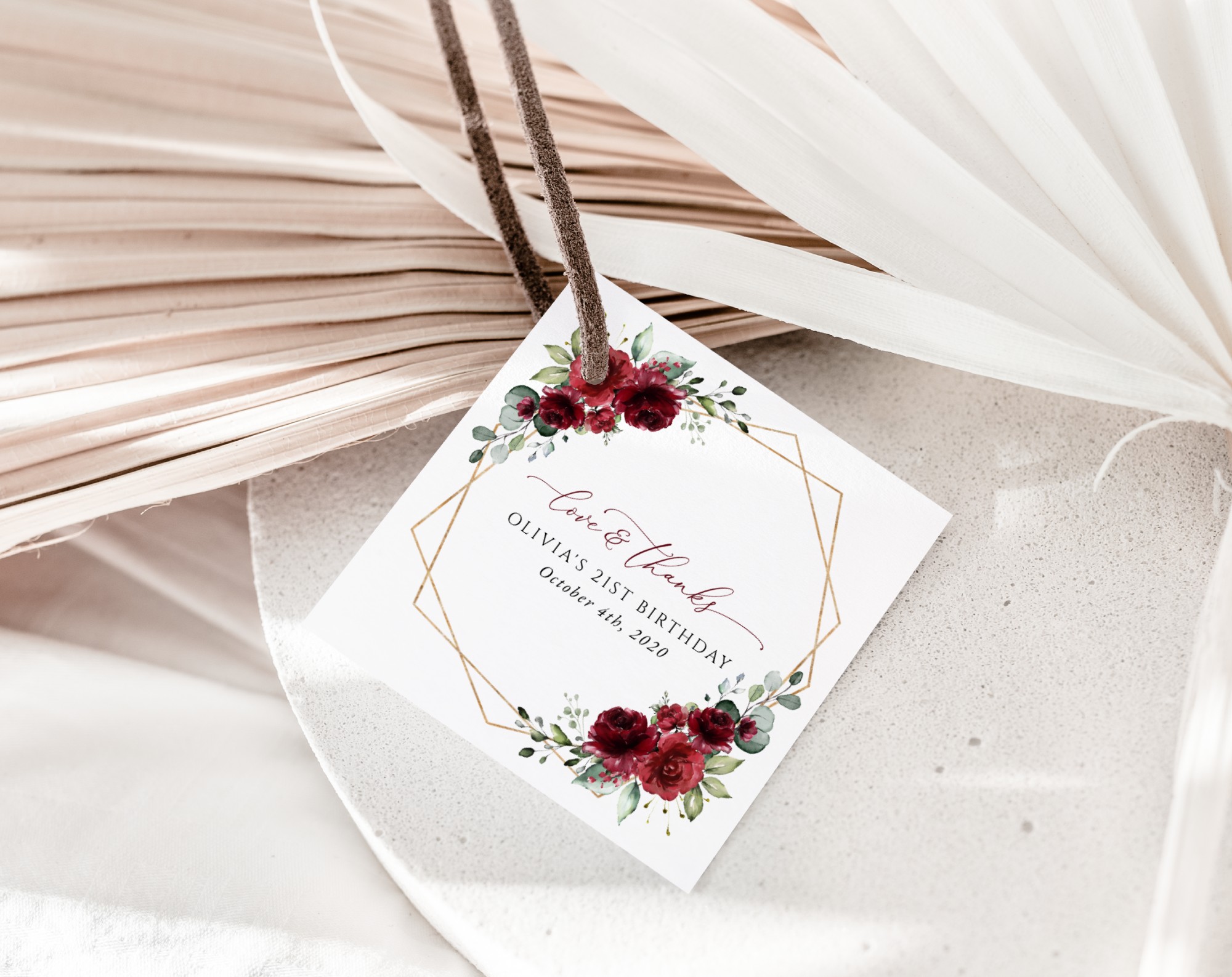 Burgundy Red Flowers Favor Tags, Gift Tags, Girl Birthday, Printable File, Edit Yourself, SH126 Burgundy Red Flowers Favor Tags, Gift Tags, Girl Birthday, Printable File, Edit Yourself, SH126