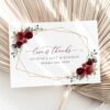 Burgundy Red Flowers Thank You Card, Girl Birthday, Printable File, Edit Yourself, SH126