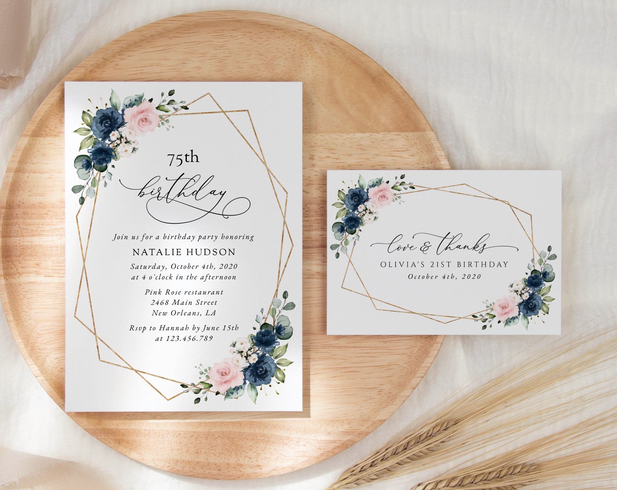 SH127 Navy and Pink Flowers Birthday Shop by Collection