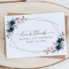Navy and Pink Flowers Thank You Card, Girl Birthday, Printable File, Edit Yourself, SH127 Navy and Pink Flowers Thank You Card, Girl Birthday, Printable File, Edit Yourself, SH127