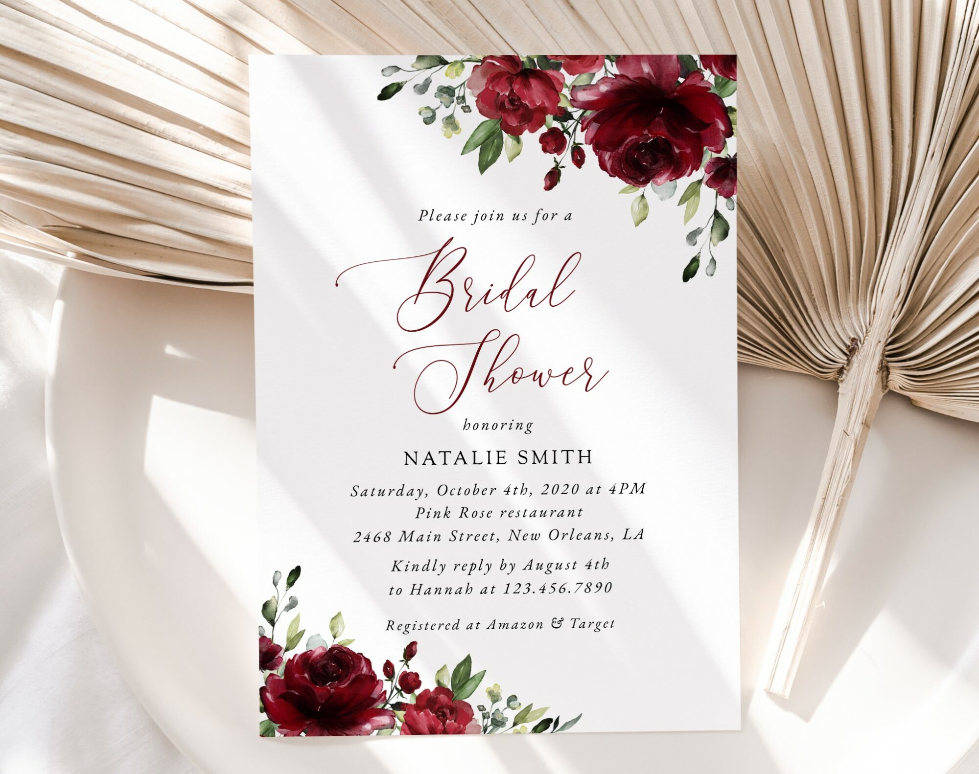 Burgundy Flowers Bridal Shower Invitation, Bridal Stationery, Printable File, Edit Yourself, SH13 Burgundy Flowers Bridal Shower Invitation, Bridal Stationery, Printable File, Edit Yourself, SH13