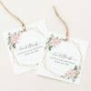 Pink Flowers Favor Tags, Gift Tags, Girl Birthday, Printable File, Edit Yourself, SH119