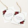 Burgundy Red Flowers Favor Tags, Gift Tags, Girl Birthday, Printable File, Edit Yourself, SH126 Burgundy Red Flowers Favor Tags, Gift Tags, Girl Birthday, Printable File, Edit Yourself, SH126