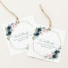 Navy and Pink Flowers Favor Tags, Gift Tags, Girl Birthday, Printable File, Edit Yourself, SH127