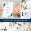 Navy and Blue Flowers Birthday Mini Bundle, Girl Birthday, Any Birthday, Printable File, Edit Yourself, SH128