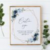 Navy and Blue Flowers Custom Sign, Printable File, Edit Yourself, SH128 SH129