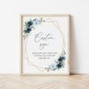 Navy and Blue Flowers Custom Sign, Printable File, Edit Yourself, SH128 SH129