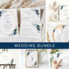 Navy and Blue Flowers Wedding Bundle, Printable File, Edit Yourself, SH129
