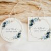 Navy and Blue Flowers Favor Tags, Gift Tags, Party Tags, Wedding, Printable File, Edit Yourself, SH129
