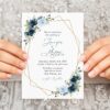 Navy and Blue Flowers Wedding Invitation, Wedding Stationery, Printable File, Edit Yourself, SH129