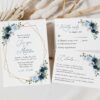 Navy and Blue Flowers Wedding Invitation Suite, Wedding Stationery, Printable File, Edit Yourself, SH129