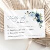 Navy and Blue Flowers Wedding Invitation Suite, Wedding Stationery, Printable File, Edit Yourself, SH129