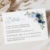 Navy and Blue Flowers Wedding Invitation Suite, Wedding Stationery, Printable File, Edit Yourself, SH129