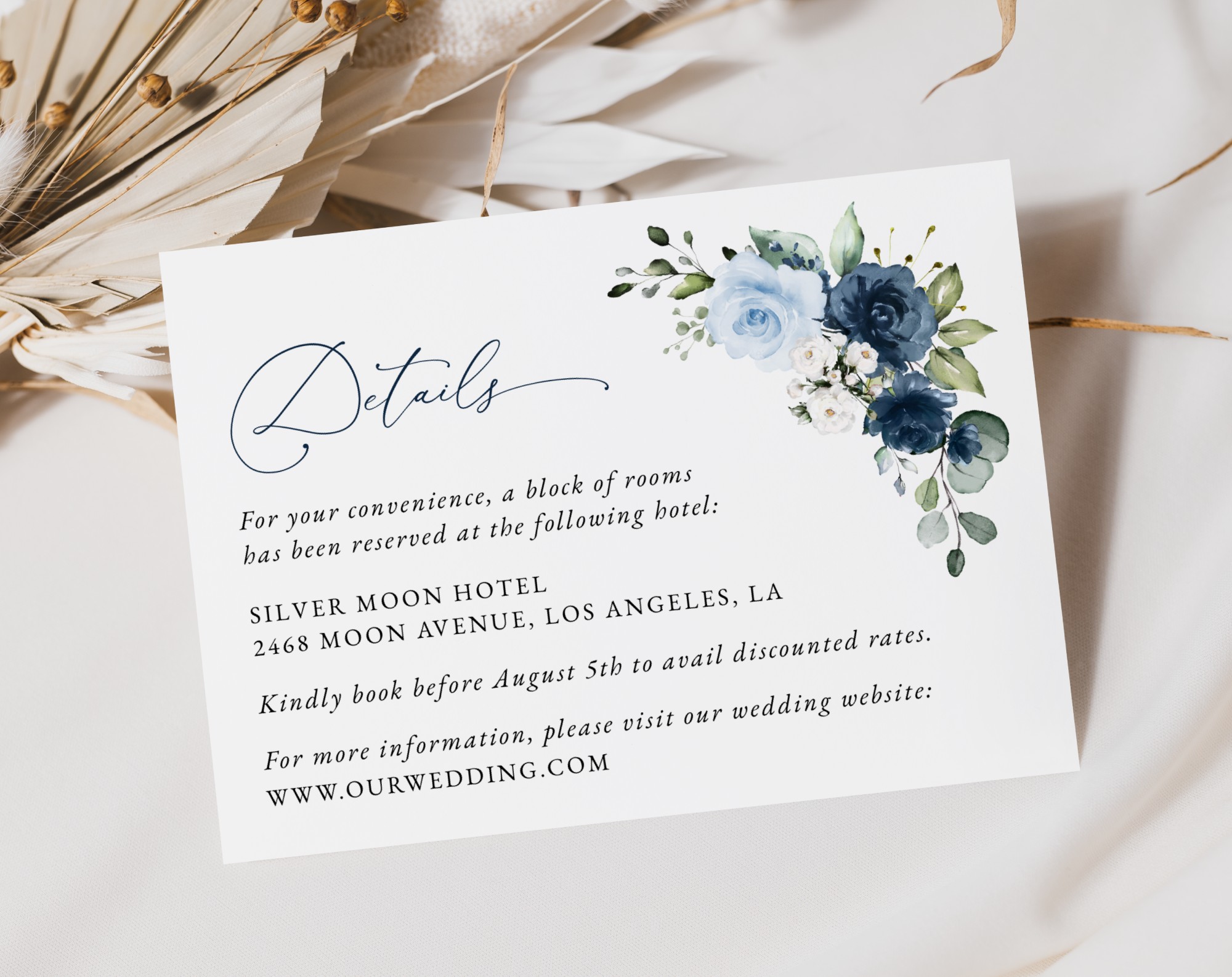 Navy and Blue Flowers Wedding Invitation Suite, Wedding Stationery, Printable File, Edit Yourself, SH129