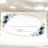 Navy and Blue Flowers Place Card, Wedding Stationery, Printable File, Edit Yourself, SH129