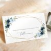 Navy and Blue Flowers Place Card, Wedding Stationery, Printable File, Edit Yourself, SH129