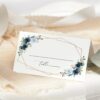 Navy and Blue Flowers Place Card, Wedding Stationery, Printable File, Edit Yourself, SH129