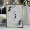 Navy and Blue Flowers Table Number Sign, Wedding Sign, Printable File, Edit Yourself, SH129