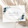 Navy and Blue Flowers Thank You Card, Wedding Stationery, Printable File, Edit Yourself, SH129