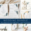 Navy and Blue Flowers Wedding Bundle, Printable File, Edit Yourself, SH129