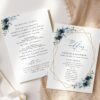 Navy and Blue Flowers Wedding Program, Wedding Stationery, Printable File, Edit Yourself, SH129