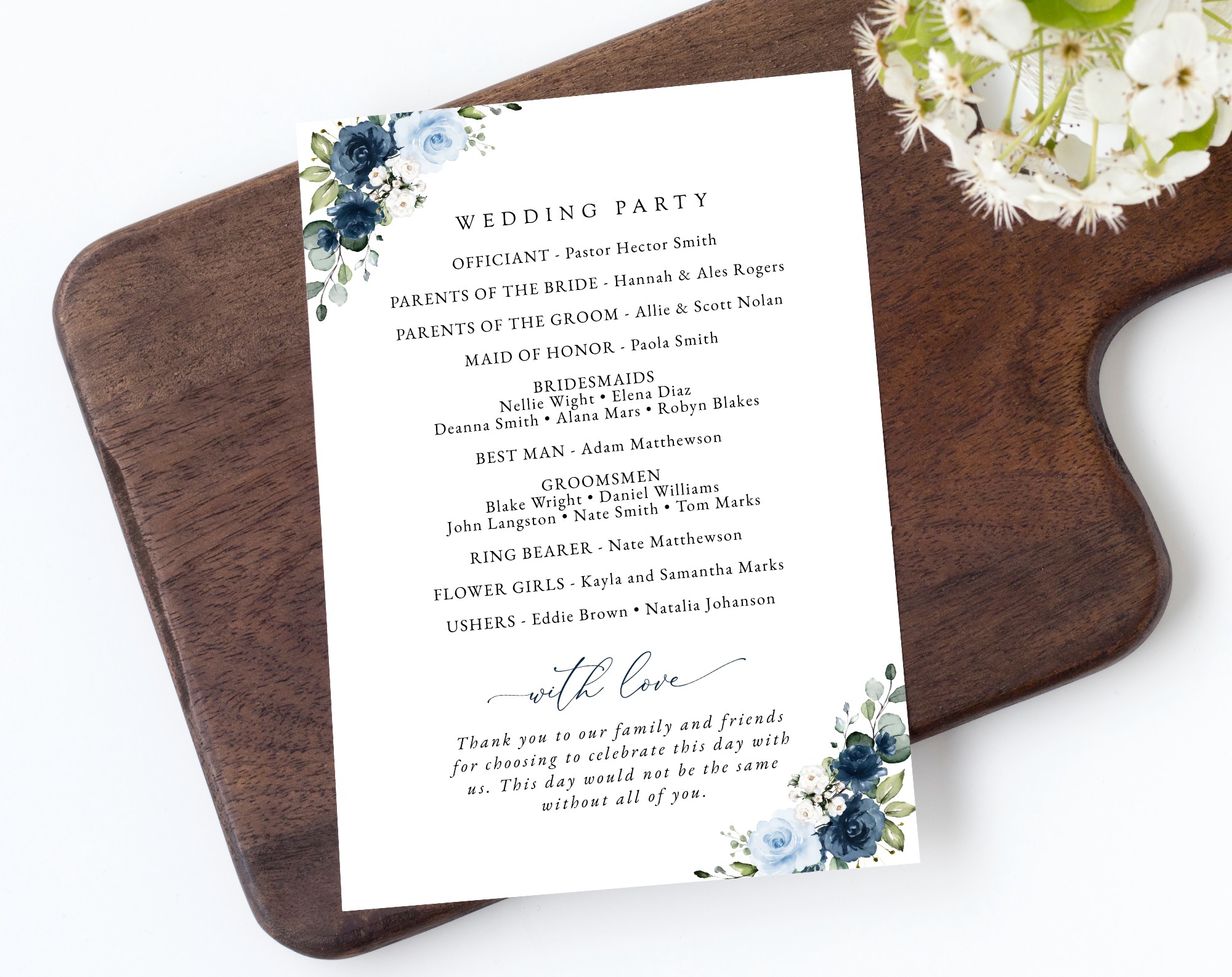 Navy and Blue Flowers Wedding Program, Wedding Stationery, Printable File, Edit Yourself, SH129 Navy and Blue Flowers Wedding Program, Wedding Stationery, Printable File, Edit Yourself, SH129