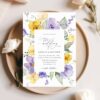 Purple and Yellow Flowers Wedding Invitation, Wedding Stationery, Printable File, Edit Yourself, SH130