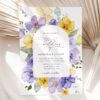 Purple and Yellow Flowers Wedding Invite, Wedding Stationery, Printable File, Edit Yourself, SH130