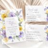 Purple and Yellow Flowers Wedding Invitation Suite, Wedding Stationery, Printable File, Edit Yourself, SH130