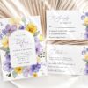 Purple and Yellow Flowers Wedding Invitation Set, Wedding Stationery, Printable File, Edit Yourself, SH130