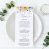 Purple and Yellow Flowers Wedding Menu, Wedding Stationery, Printable File, Edit Yourself, SH130