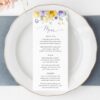 Purple and Yellow Flowers Wedding Menu, Wedding Stationery, Printable File, Edit Yourself, SH130