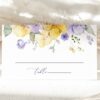 Purple and Yellow Flowers Place Card, Wedding Stationery, Printable File, Edit Yourself, SH130