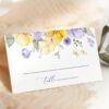 Purple and Yellow Flowers Place Card, Wedding Stationery, Printable File, Edit Yourself, SH130