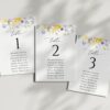 Purple and Yellow Flowers Seating Cards, Wedding Stationery, Printable File, Edit Yourself, SH130
