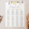 Purple and Yellow Flowers Seating Chart, Wedding Sign, Printable File, Edit Yourself, SH130