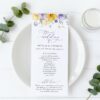 Purple and Yellow Flowers Wedding Program, Wedding Stationery, Printable File, Edit Yourself, SH130