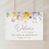 Purple and Yellow Flowers Welcome Sign, Wedding Sign, Printable File, Edit Yourself, SH130