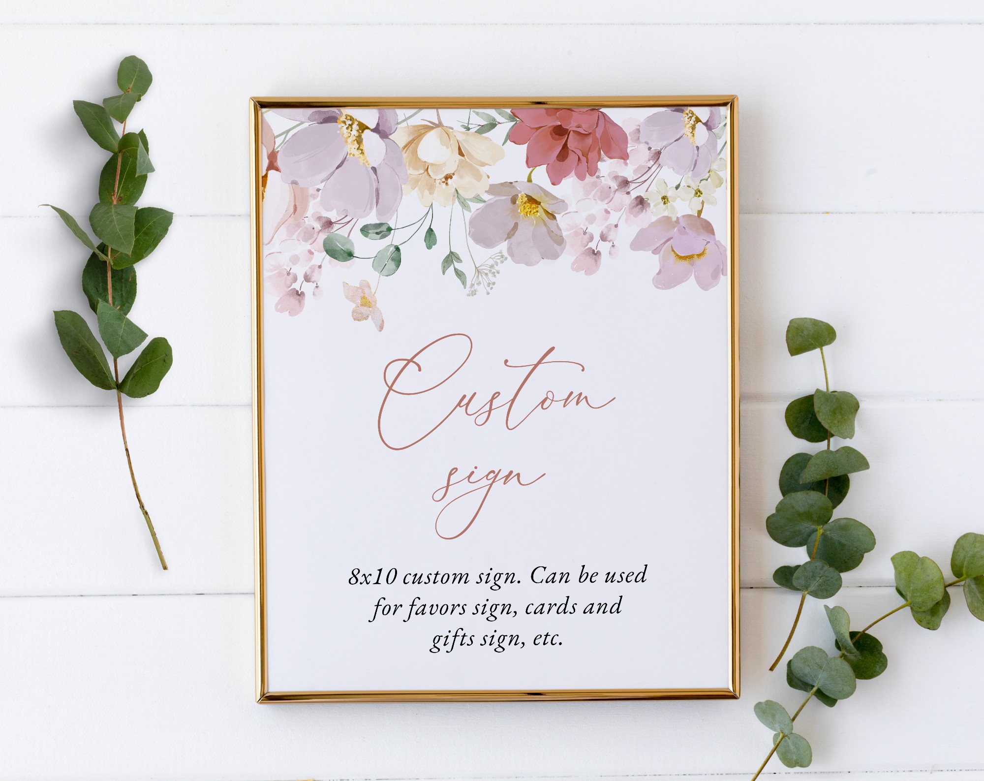 Colorful Flowers Custom Sign, Wedding Sign, Printable File, Edit Yourself, SH131