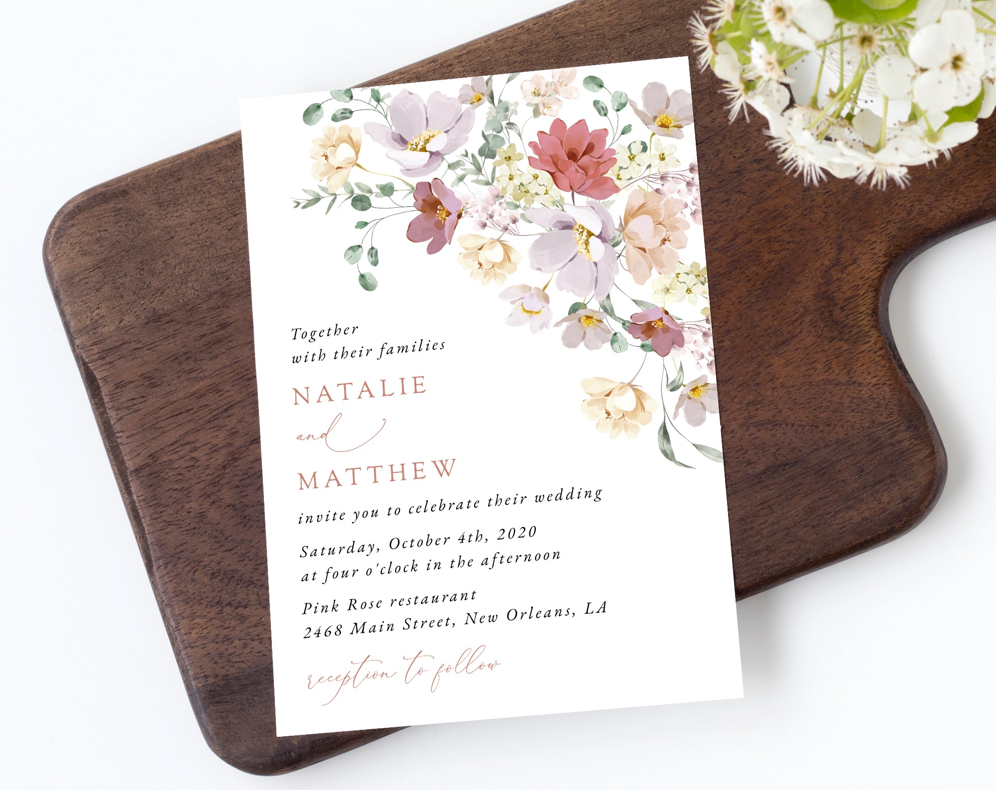 Colorful Flowers Wedding Invitation, Wedding Stationery, Printable File, Edit Yourself, SH131