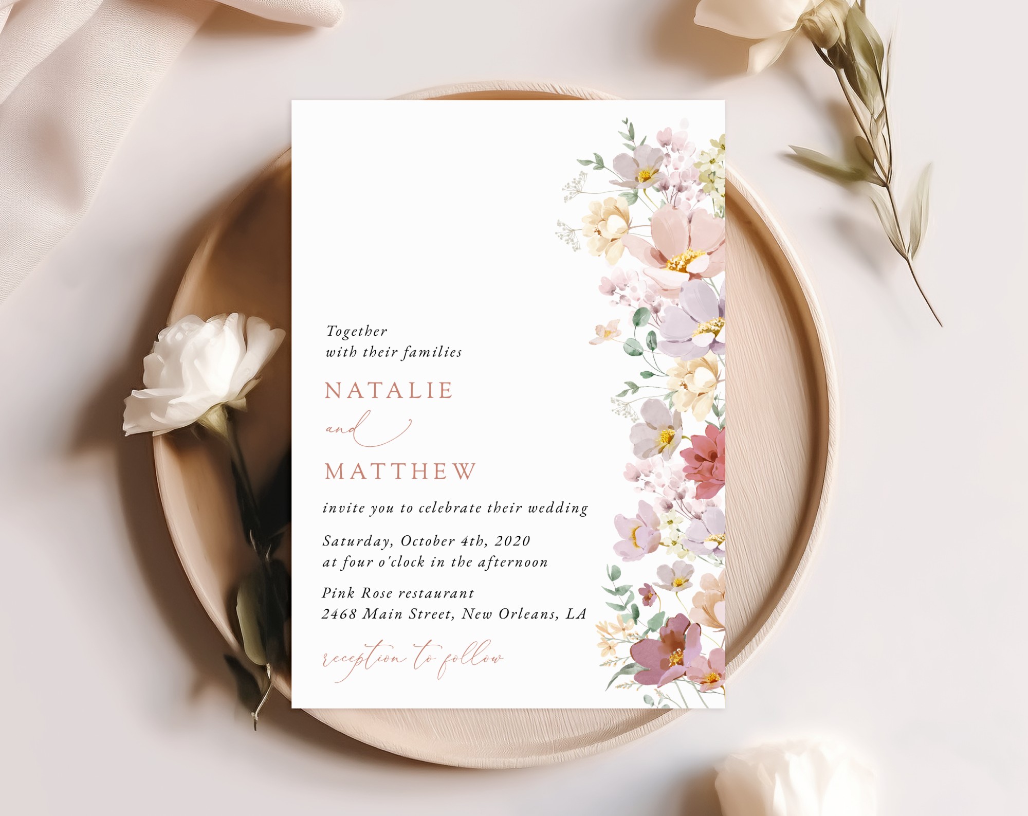 Colorful Flowers Wedding Invite, Wedding Stationery, Printable File, Edit Yourself, SH131