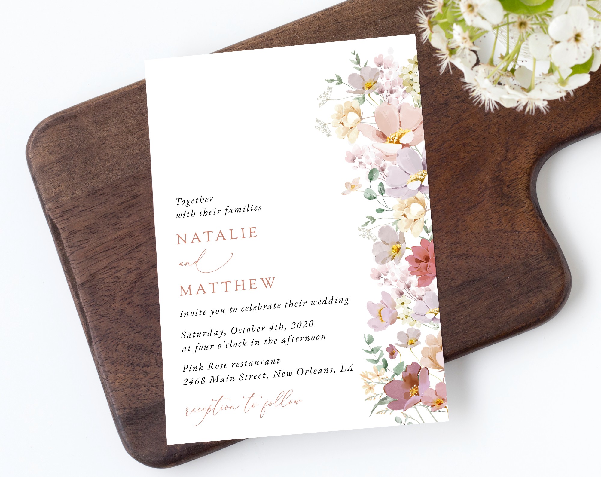 Colorful Flowers Wedding Invite, Wedding Stationery, Printable File, Edit Yourself, SH131