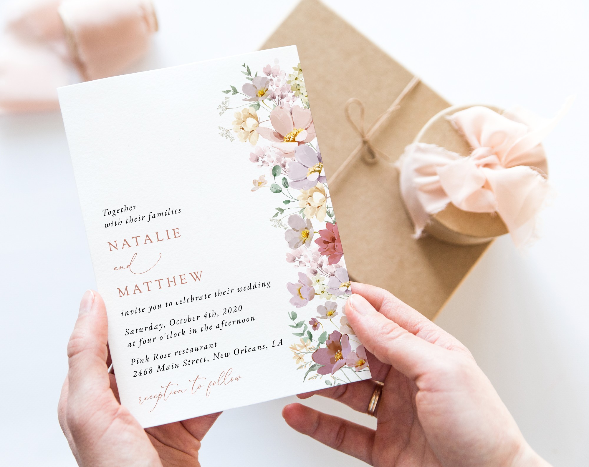 Colorful Flowers Wedding Invite, Wedding Stationery, Printable File, Edit Yourself, SH131