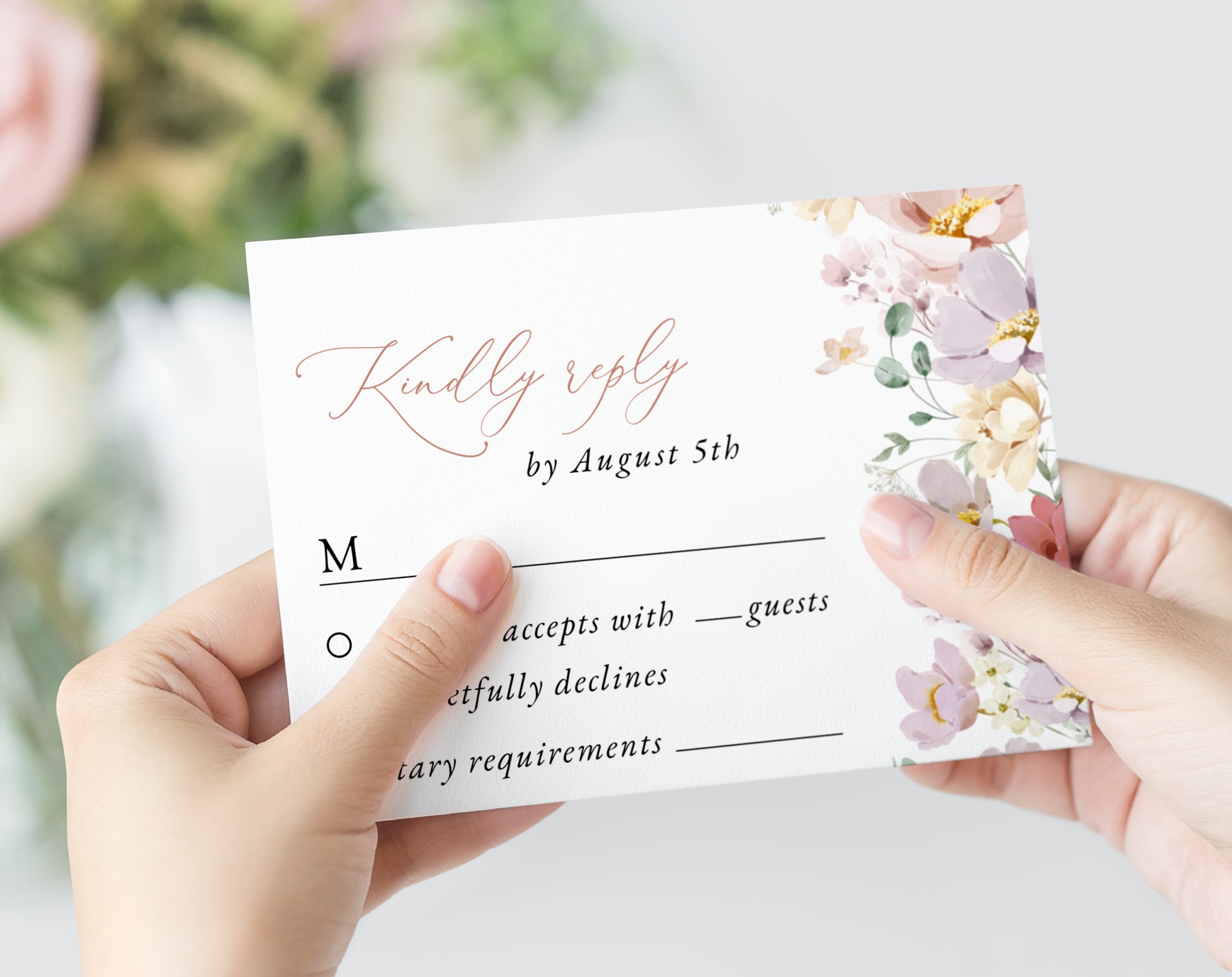 Colorful Flowers Wedding Invitation Suite, Wedding Stationery, Printable File, Edit Yourself, SH131